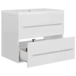 Berkfield Sink Cabinet with Built-in Basin High Gloss White Engineered Wood