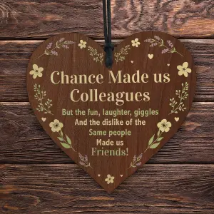 Red Ocean Chance made us Colleagues Fun and Laughter Novelty Wooden Hanging Heart Leaving Gift Plaque Work Friendship Sign