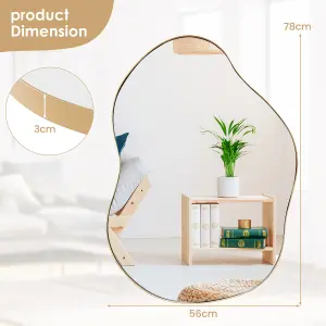 Costway Irregular Wall Mirror W/ Metal Frame Bathroom Asymmetrical Mirror Decorative Vanity Mirror