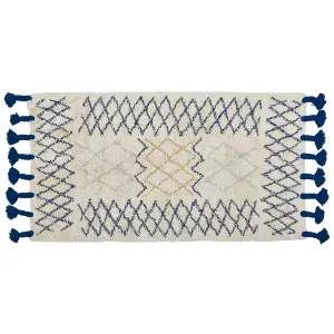 Cotton Area Rug 80 x 150 cm Beige and Blue ERZINCAN