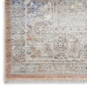 Blue Multicolour Floral Bordered Traditional Rug For Dining Room Bedroom & Living Room-160cm X 229cm