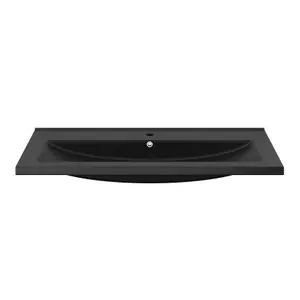 GoodHome Nira Matt Black Rectangular Vanity Basin (W)101.5cm