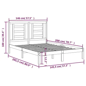 Berkfield Bed Frame White Solid Wood Pine 140x200 cm