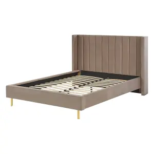 Velvet EU Double Size Bed Taupe VILLETTE