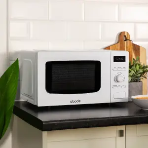 Abode Digital Microwave 700W 20L 5 Power Levels & Defrost White AMD2002-M