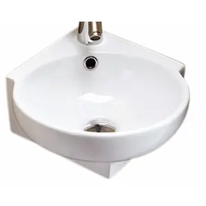 White Stone 395mm L x 395mm W White Ceramic Circular Sink with Overflow