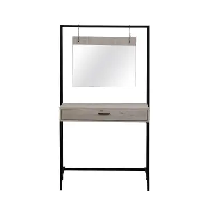 Zahra Urban Bedroom Dressing Vanity Makeup Table Mirror & Drawer Ash Oak