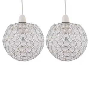 First Choice Lighting Set of 2 Clear Jewelled Globe Light Shades