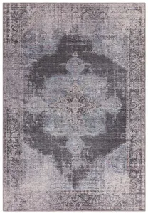 Traditional Blue Persian Abstract Bordered Floral Easy To Clean Rug For Living Room Bedroom & Dining Room-200cm X 290cm