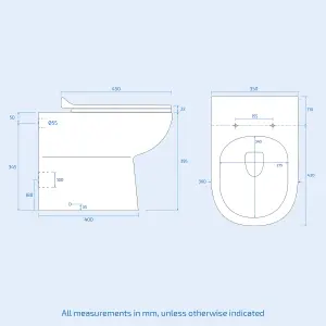 Nes Home 500mm White Water Closet with Basin and Back To Wall Toilet