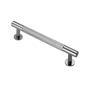 Knurled Bar Door Pull Handle 158 x 13mm 128mm Fixing Centres Chrome