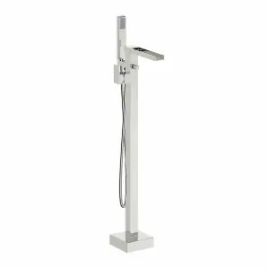 Nes Home Ozone Chrome Square Freestanding Waterfall Bath Shower Mixer Modern Bathroom