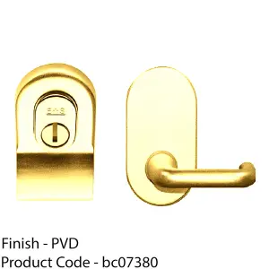 Security Profile Cylinder Latch Pull Handle & Mini Lever Polished Brass 86x54mm