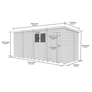 DIY Sheds 16x6 Pent Shed - Single Door With Windows