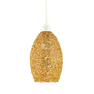 Industrial and Contemporary Twisted Wire Mesh Metal Light Shade in Shiny Gold