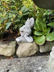 Cute Half Bunny stone garden ornament