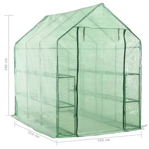 Berkfield Walk-in Greenhouse with 12 Shelves Steel 143x214x196 cm