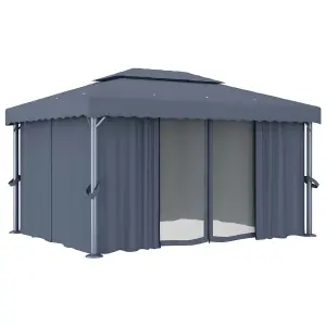 Berkfield Gazebo with Curtain 4x3 m Anthracite Aluminium