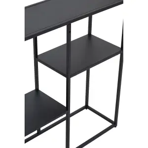 Interiors By Premier Practical Design Black Metal Multi Shelf Unit, Stylish Corner Shelf Unit, Multi Level Narrow Shelving Unit