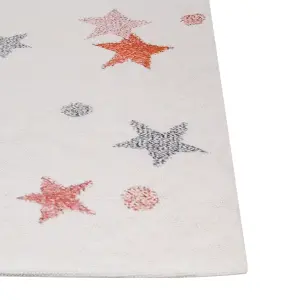 Cotton Kids Rug Stars Pattern 140 x 200 cm White ALPOUD