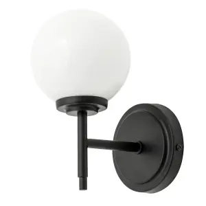 Litecraft Preston Black Bathroom Globe Wall Light