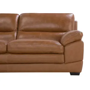 3 Seater Leather Sofa Golden Brown HORTEN