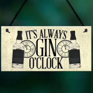 Red Ocean Gin O'Clock Friend House Warming Birthday Gift Plaque Garden Kitchen Gin  Tonic Sign