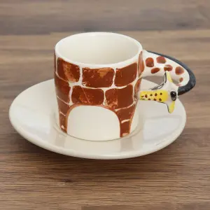 Coffee Tea Cups and Saucers Set Giraffe Mug by Laeto House & Home - INCLUDING FREE DELIVERY