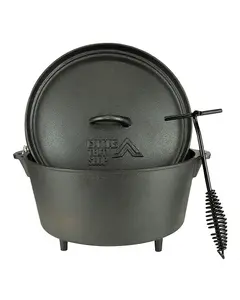 Dutch Oven Set 8L Cast Iron Camping Cooker with Lid Lifter & Free Carry Bag