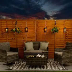 ValueLights Pack of 4 - Black Multi-Functional Outdoor Solar Lights RGB Colour Changing/Warm White Garden Fence Wall Lights