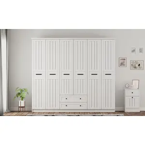 VIENNA XL 6 Door 2 Drawer Wardrobe, White