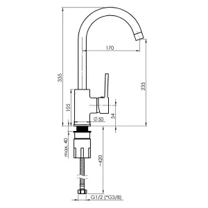 Hommix Rubineta A-X-E-33 Brushed Brass Kitchen Mixer