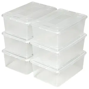 Storage Boxes - 12-piece set with lids, ventilation openings, 33 x 23 x 12 cm - transparent