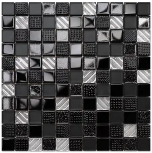 Glass mosaic on mesh for bathroom or kitchen 300mm x 300mm - Starlight Night