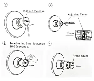 Timed Non Concussive Concealed Shower Self Closing + Square Fixed Ceiling Head