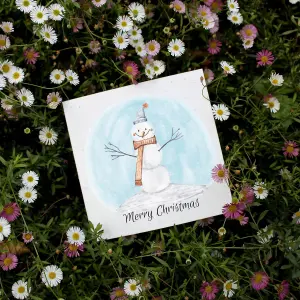 Easy Eco Wildflower Snowman Merry Christmas Cards - Eco-friendly /plantable - Pack of 10