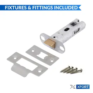 XFORT 2 Pack 75mm Satin Chrome Tubular Latch, Mortice Door Latch