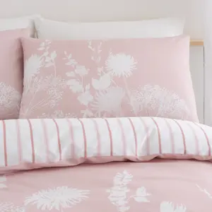 Catherine Lansfield Bedding Meadowsweet Floral Duvet Cover Set with Pillowcase Blush Pink