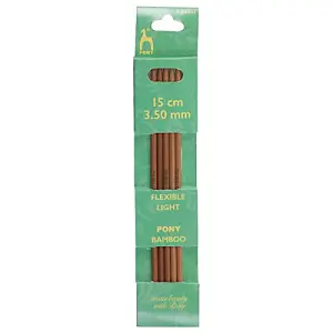 BAMB DE KP 15CMX3.50 - Knitting Pins: Double-Ended: Set of Five: Bamboo: 15cm x 3.50mm - Pony