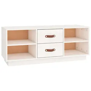 Berkfield TV Cabinet White 100x34x40 cm Solid Wood Pine