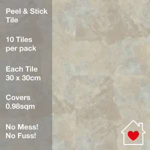 Floor Tile Stone 30.5x30.5cm Natural 10 Tiles Per Pack