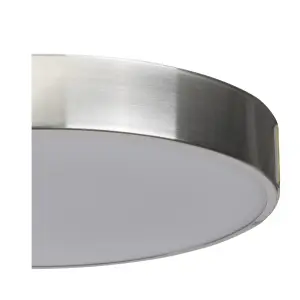 GoodHome Wapta Flush Brushed Metal & plastic Chrome effect Bathroom LED Ceiling light