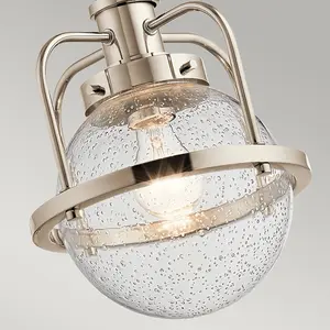 Luminosa Kichler Triocent Globe Pendant Ceiling Light Polished Nickel, IP44