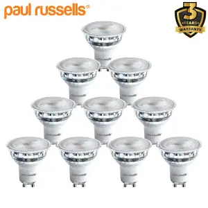 paul russells LED GU10 Dimmable Bulb, 4.5W 480 Lumens, 50w Equivalent, 2700K Warm White, Ceiling Spotlights, Pack of 10