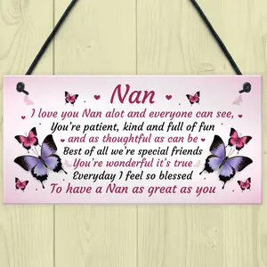 Nan Gift For Birthday Xmas Hanging Plaque Gift For Nan From Grandchildren Grandparent Gift