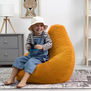 icon Kids Dalton Corduroy Bean Bag Chair Ochre Yellow Childrens Bean Bags