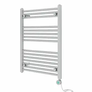 Right Radiators Prefilled Thermostatic Electric Heated Towel Rail Straight Bathroom Ladder Warmer - Chrome 800x600 mm