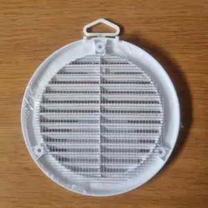 White Louvred Wall Vent Grille with Flyscreen and Screw Covers, 125 mm / 5 in, Air Ventilation Duct Cover with Flat Back