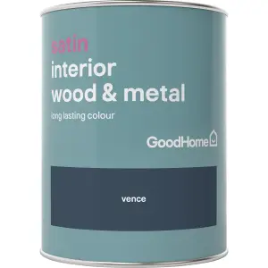 GoodHome Vence Satin Metal & wood paint, 750ml