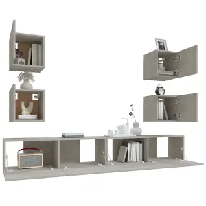 Berkfield 6 Piece TV Cabinet Set Concrete Grey Engineered Wood